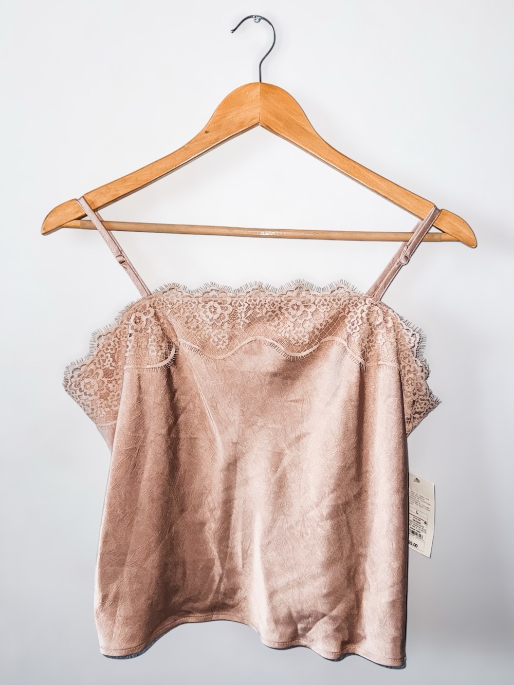 New a. new day Target Pink Lace-Trim Satin Cami Intimates L